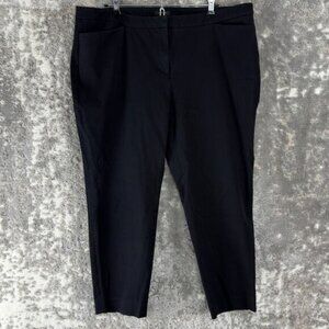 Halogen Size 16 Ankle Flat Front Stretch Pants Navy Button Zip Lined Cotton